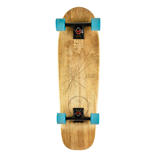 skateboard cruiser complete natural color with engraving blue wheels